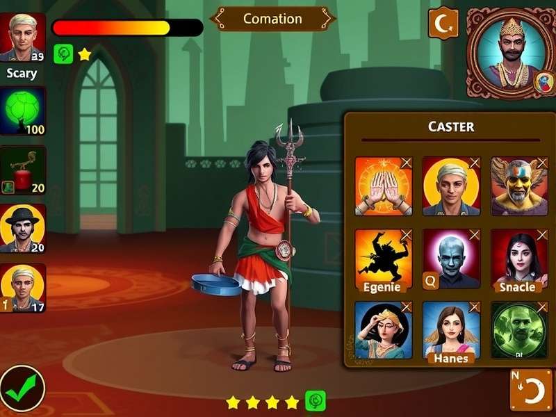 Mantra Mayhem gameplay screenshot showing mystical Indian elements